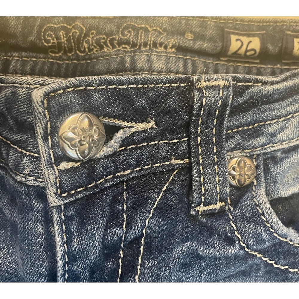 Miss Me Jeans Women's Sz 26 Medium Blue Wash Bootcut Rhinestone Pocket JE5731BR - Picture 4 of 8